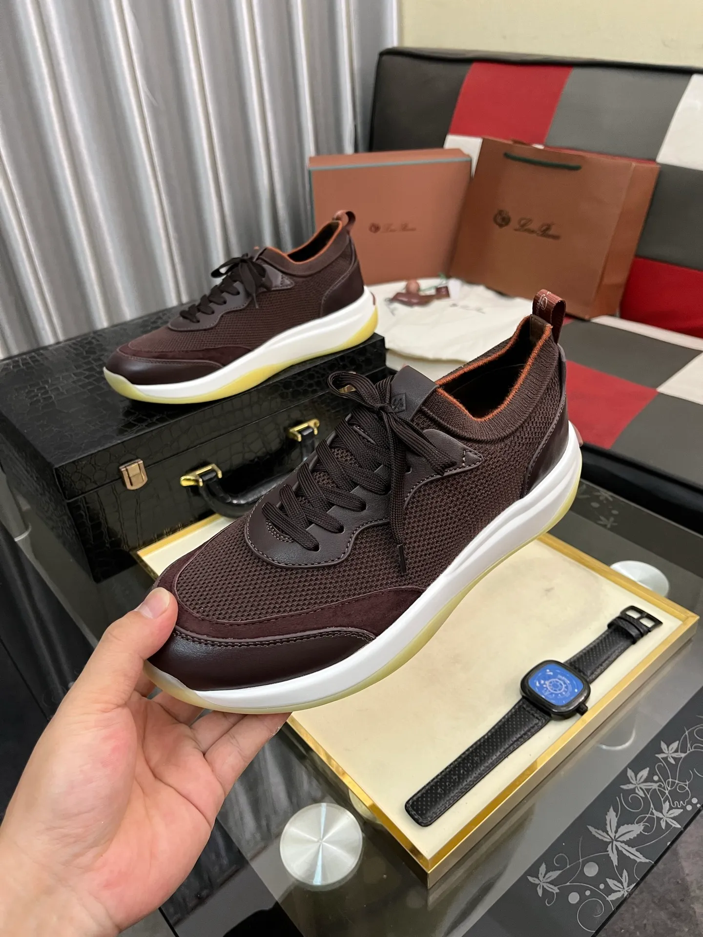 Men's men's shoes💰620⌚️⌚️Loro Piana - Loro Piana LP classic casual shoes, men's lace-up casual shoes and sneakers, high-quality lightweight and comfortable fabrics, suitable for outdoor leisure, the color is young and energetic, the upper is imported deerskin from Italy, it is great with sportswear or casual suits! Code number: 38-446️⃣Colors available